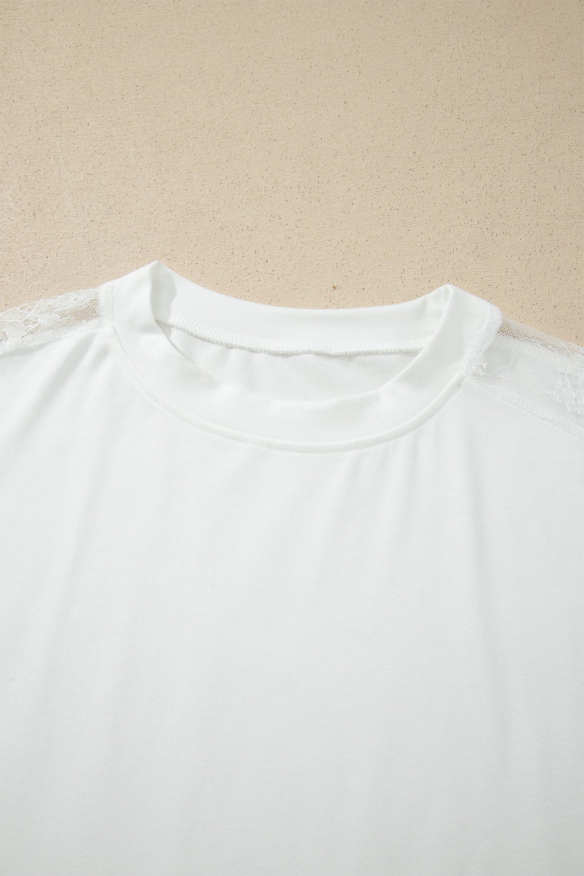 Lace Patchwork Round Neck Long Sleeve Top