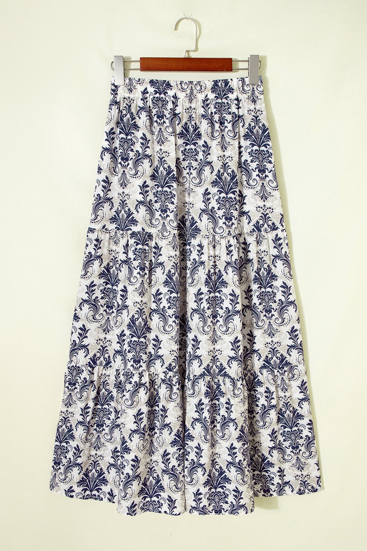 Boho Floral Tiered Maxi Skirt Split
